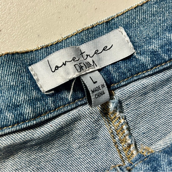 LOVE TREE Blue Denim Mini Skirt With Pockets Women’s Misses/Juniors Size L - Picture 5 of 7